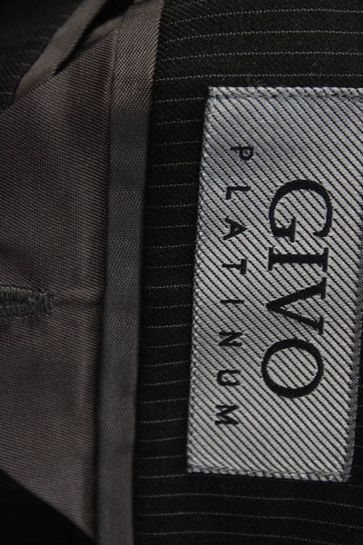 Reda Mens 2 Piece Suit Jacket Wool Striped Dark Gray Collared Button Size 48