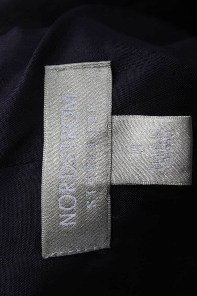 Nordstrom Womens Classic Black Wool Blend Zip Blazer High Neck Size M