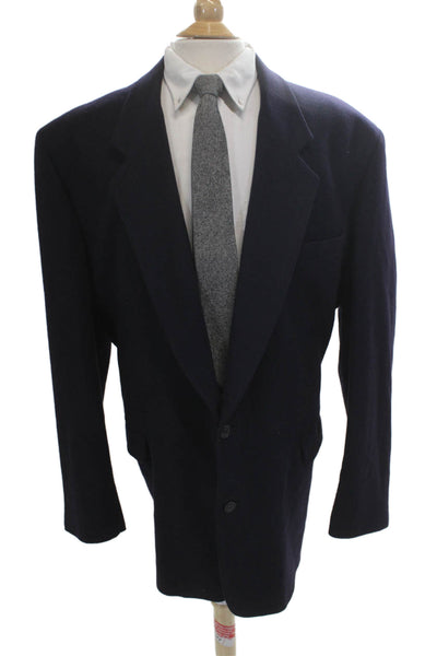 Fioravanti Mens Dark Blue Wool Cashmere Blazer Collared Button Solid Size L