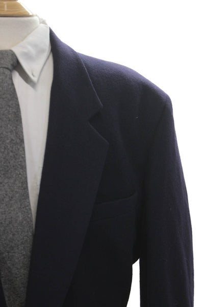Fioravanti Mens Dark Blue Wool Cashmere Blazer Collared Button Solid Size L