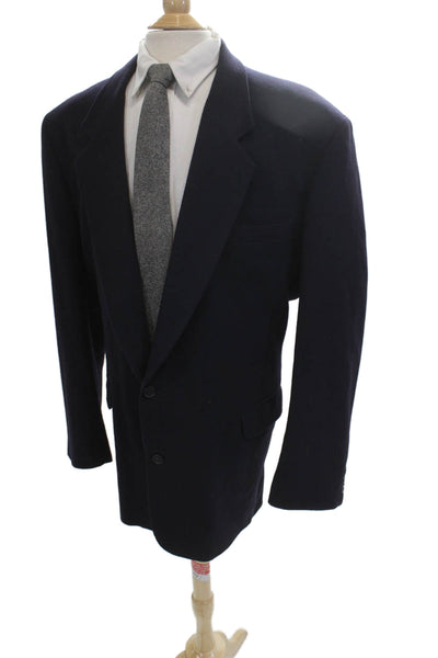 Fioravanti Mens Dark Blue Wool Cashmere Blazer Collared Button Solid Size L