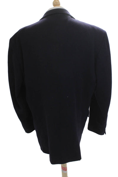Fioravanti Mens Dark Blue Wool Cashmere Blazer Collared Button Solid Size L
