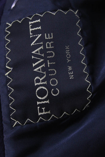 Fioravanti Mens Dark Blue Wool Cashmere Blazer Collared Button Solid Size L