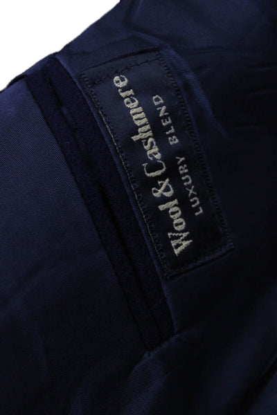 Fioravanti Mens Dark Blue Wool Cashmere Blazer Collared Button Solid Size L