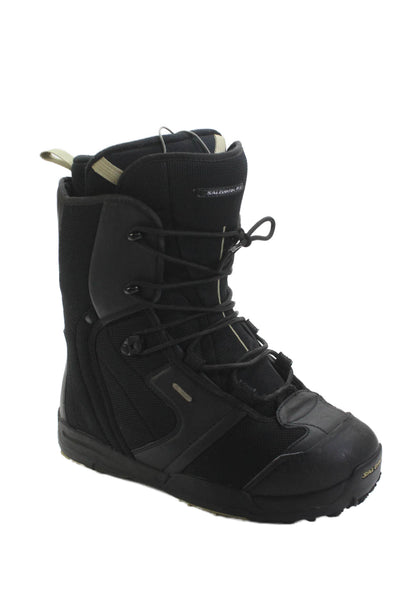 Salomon Men's Leather Lace Up Round Toe Winter Snow Boots Black Size 9