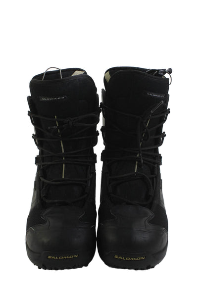 Salomon Men's Leather Lace Up Round Toe Winter Snow Boots Black Size 9