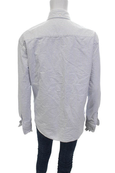 Brandy Melville Unisex White Striped Button-Down Top Long Sleeve Size One Size