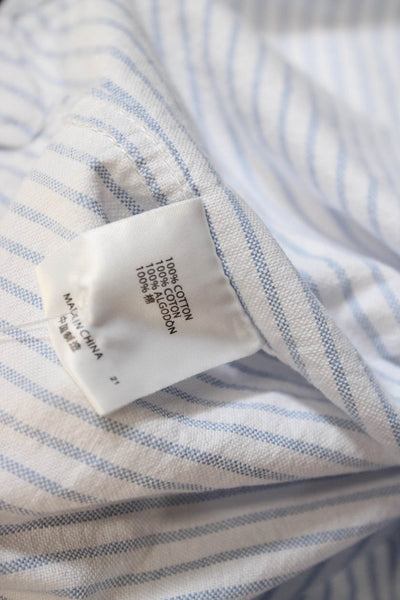 Brandy Melville Unisex White Striped Button-Down Top Long Sleeve Size One Size