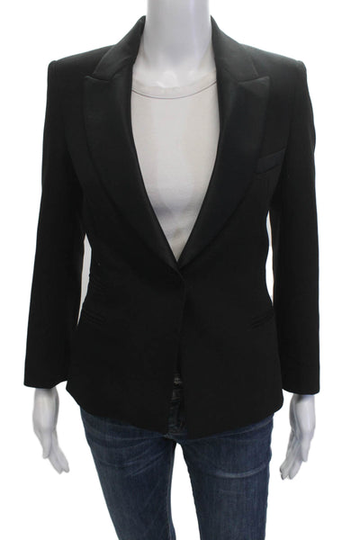 Zara Unisex Black Collared Button Blazer 100% Acetate Long Sleeve Size XS
