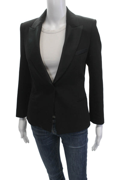 Zara Unisex Black Collared Button Blazer 100% Acetate Long Sleeve Size XS