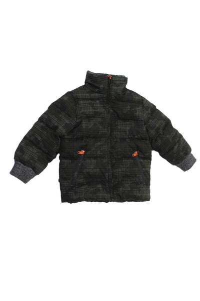 Stella McCartney Kids Boys Camo Long Sleeve Zippered Puffer Coat Green Size 4