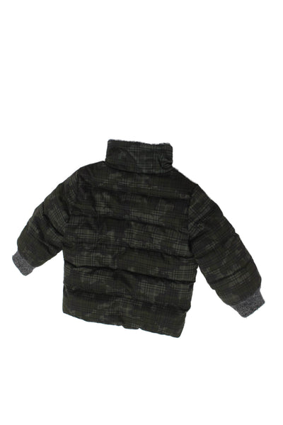 Stella McCartney Kids Boys Camo Long Sleeve Zippered Puffer Coat Green Size 4
