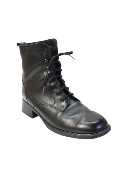 Santana Canada Womens Leather Lace Up Hazel Ankle Boots Black Size 9 Wide