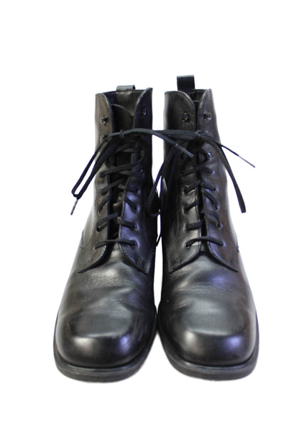 Santana Canada Womens Leather Lace Up Hazel Ankle Boots Black Size 9 Wide