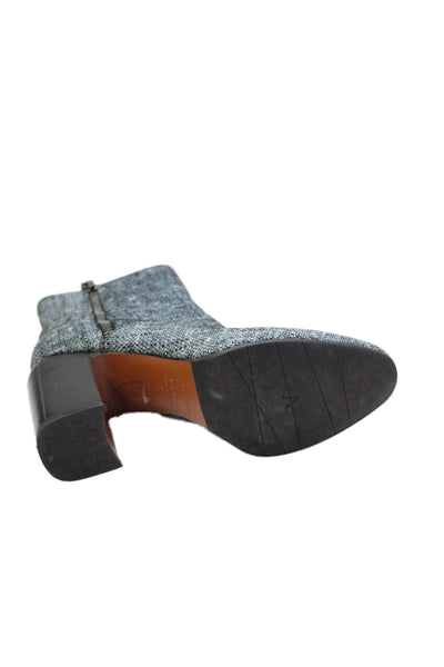 Aquatalia Womens Tweed Print Zip Up Ankle Boots Blue Black Size 6