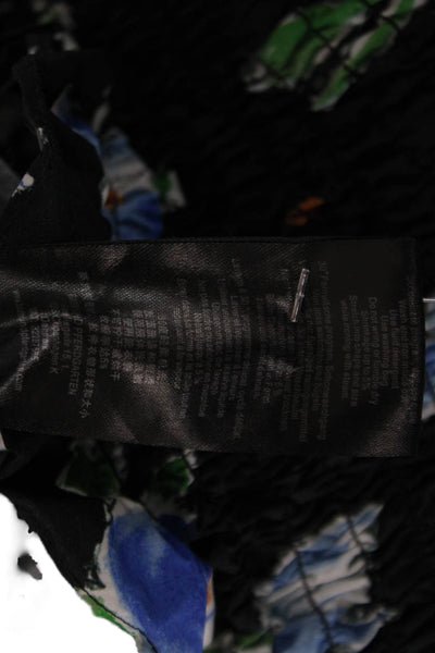 Baum Und Pferdgarten Women Black Floral Tie Neck Short Sleeve Blouse Size 38
