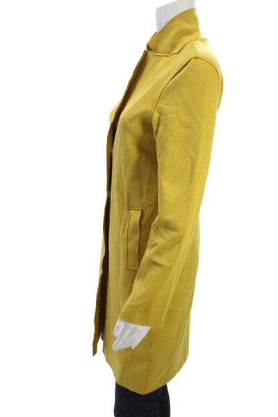 Carolina Belle Women Overcoat Yellow Long Sleeve Mock Neck Button Size S