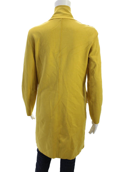 Carolina Belle Women Overcoat Yellow Long Sleeve Mock Neck Button Size S