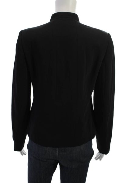 Philippe Adec Womens Black Polyester Mock Neck Blazer Zip Long Sleeve Size 4