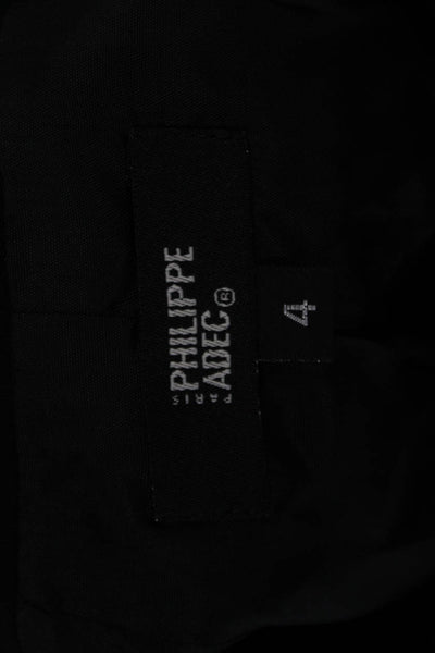 Philippe Adec Womens Black Polyester Mock Neck Blazer Zip Long Sleeve Size 4