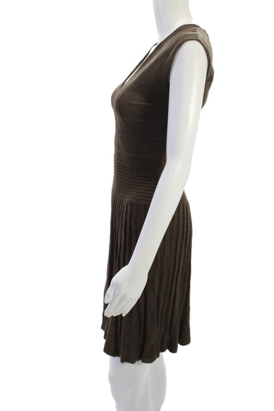 Max Studio Women Fit & Flare Sweater Dress Brown Size XS