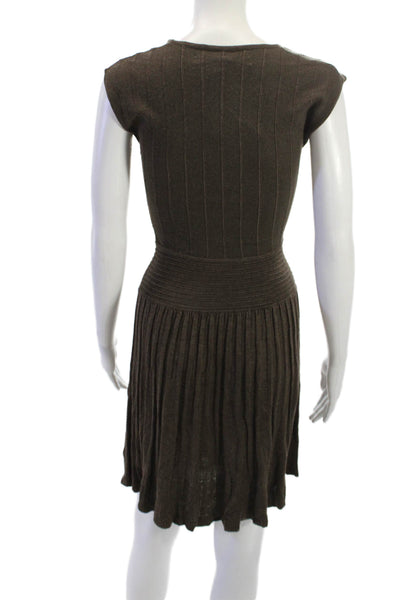 Max Studio Women Fit & Flare Sweater Dress Brown Size XS