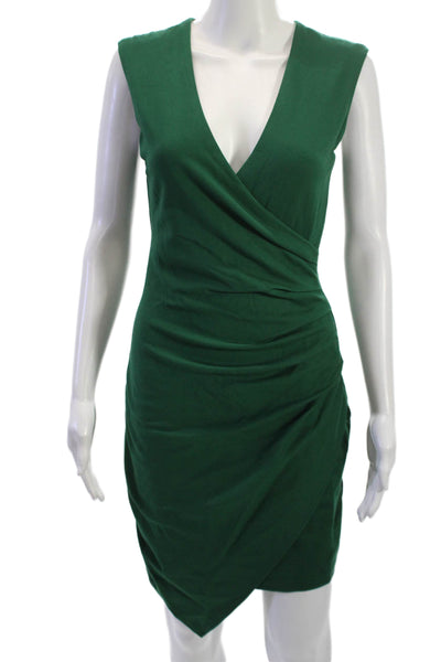Adelyn Rae Womens Bodycon Wrap Dress Green V Neck Sleeveless Size XS