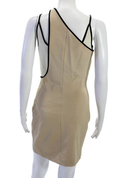 David Koma Women Bodycon Sheath Dress Beige Zip Sleeveless Size 8