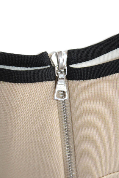 David Koma Women Bodycon Sheath Dress Beige Zip Sleeveless Size 8