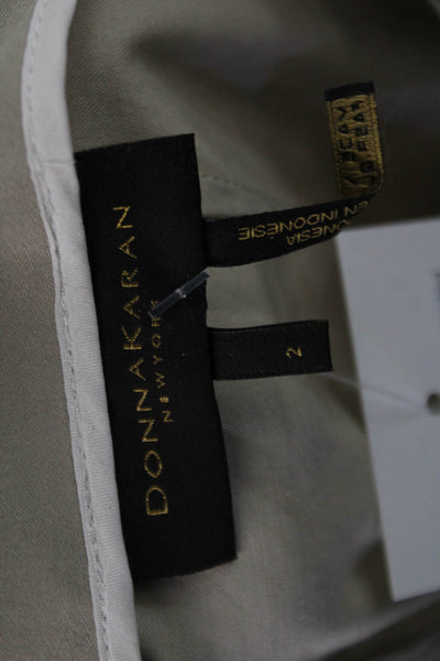 Donna Karan New York Women Khaki Chinos Beige Zip 27 Inseam Cotton Size 2