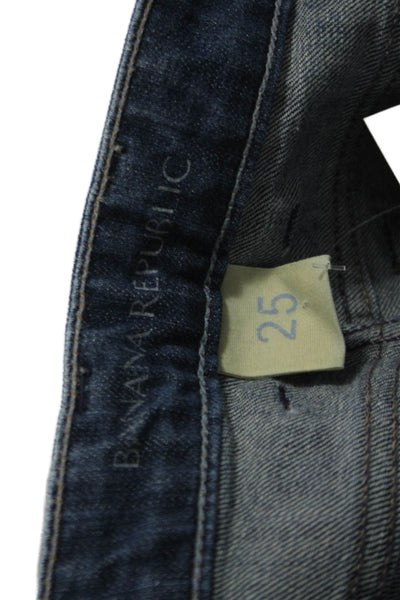 Banana Republic Womens Dark Blue Bootcut Jeans Button Low Rise Size 25