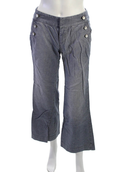 DKNY Jeans Womens Cropped Striped Gray Button Mid Rise Pants Size 2P