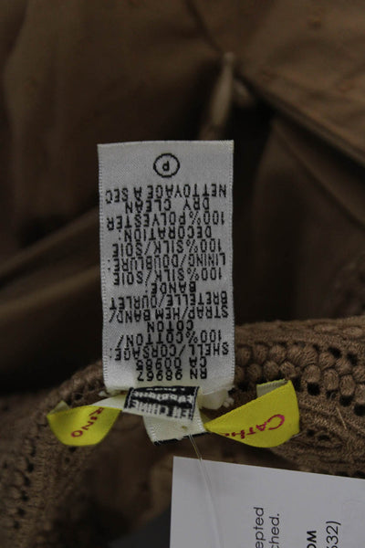 Catherine Malandrino Women Sundress Brown Square Neck Cotton Mini Size 4