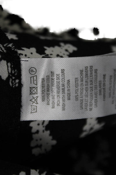 French Connection Women Shirt Dress Black Floral Long Sleeve Mini Size 2