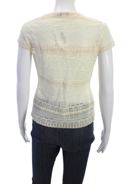 Banana Republic Womens Beige V Neck Cap Sleeve Bohemian Blouse Size S