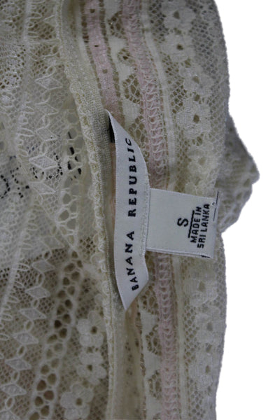 Banana Republic Womens Beige V Neck Cap Sleeve Bohemian Blouse Size S