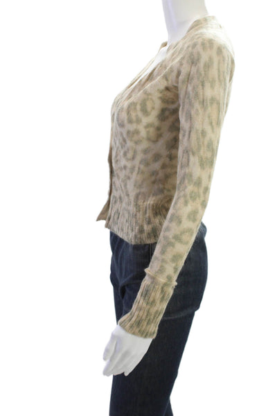 Banana Republic Unisex Cardigan Leopard V-Neck Button Long Sleeve Beige Size PS