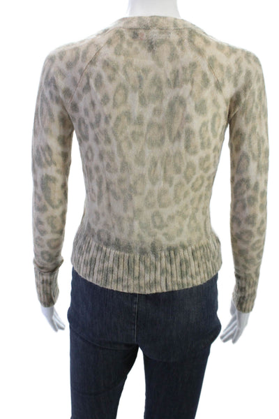 Banana Republic Unisex Cardigan Leopard V-Neck Button Long Sleeve Beige Size PS