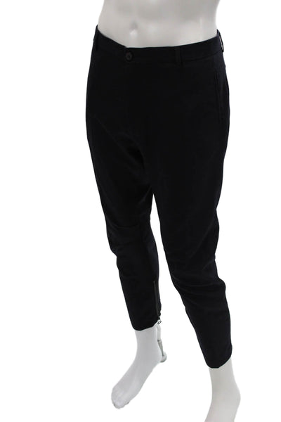 Lanvin Mens Cropped Ankle Dress Pants Black Wool Button Size 50