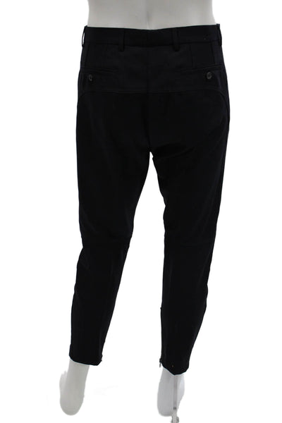 Lanvin Mens Cropped Ankle Dress Pants Black Wool Button Size 50