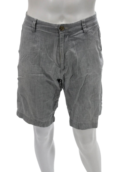 J Crew Mens Chino Shorts Gray 100% Cotton Button Closure Size 34W
