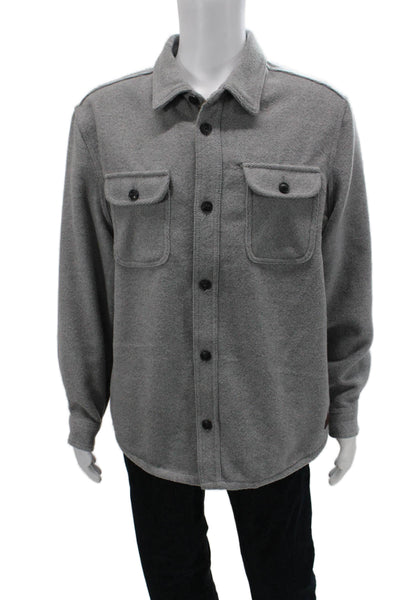 JACHS Mens Point Collar Herringbone Button-Up Shirt Gray Size L