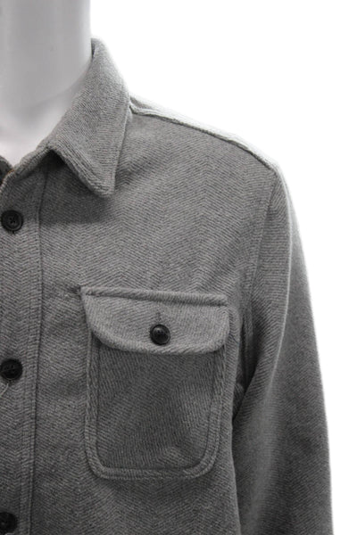 JACHS Mens Point Collar Herringbone Button-Up Shirt Gray Size L