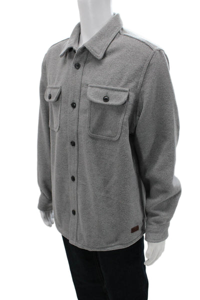 JACHS Mens Point Collar Herringbone Button-Up Shirt Gray Size L