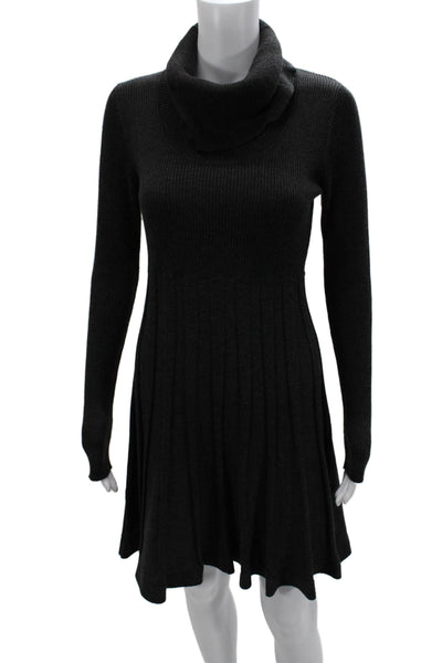 Calvin Klein Women Black Turtleneck Fit & Flare Sweater Dress Size M