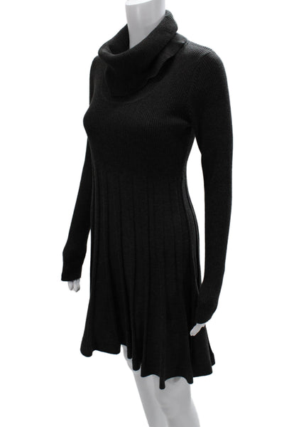 Calvin Klein Women Black Turtleneck Fit & Flare Sweater Dress Size M