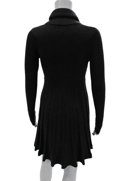 Calvin Klein Women Black Turtleneck Fit & Flare Sweater Dress Size M