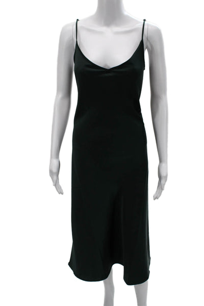 House of Harlow 1960 Women Black V-Neck Slip Midi Dress 90s Sleeveless Size M