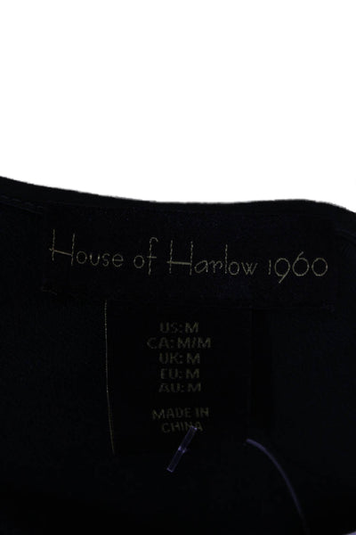 House of Harlow 1960 Women Black V-Neck Slip Midi Dress 90s Sleeveless Size M