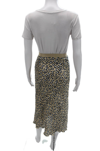 Hashttag Women Beige Animal Print Straight Pencil Midi Skirt Polyester Size M